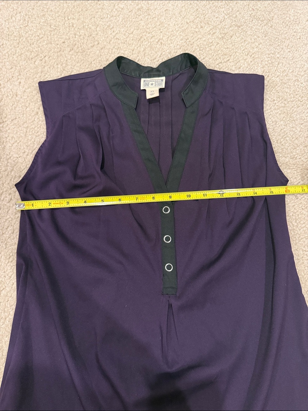Converse Sleeveless Plum Blouse with Black Trim - Picture 7 of 8